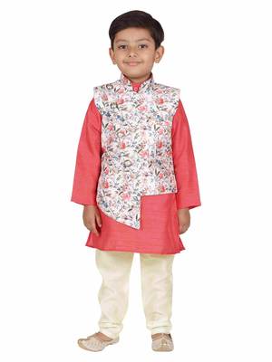 Kids Partywear Kurta Pyjama and Waistcoat Set 1