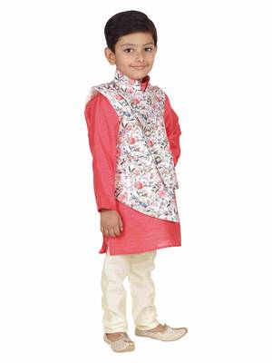 Kids Partywear Kurta Pyjama and Waistcoat Set 2