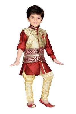 Kids Partywear Kurta Pyjama and Waistcoat Set 2