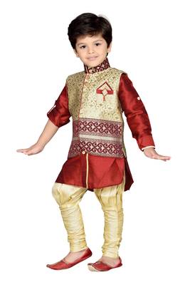 Kids Partywear Kurta Pyjama and Waistcoat Set 3