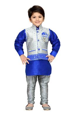 Kids Partywear Kurta Pyjama and Waistcoat Set 1