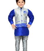 Kids Partywear Kurta Pyjama and Waistcoat Set