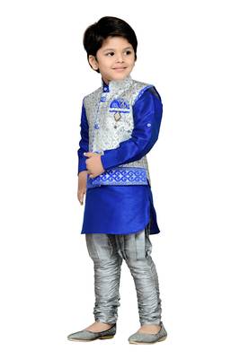 Kids Partywear Kurta Pyjama and Waistcoat Set 3