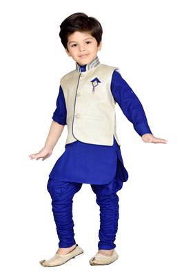 Kids Partywear Kurta Pyjama and Waistcoat Set 3