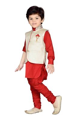 Kids Partywear Kurta Pyjama and Waistcoat Set 3