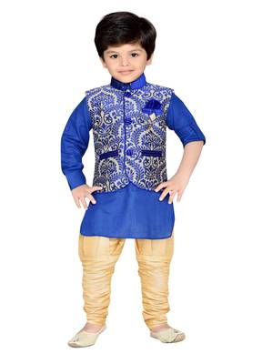 Kids Partywear Kurta Pyjama and Waistcoat Set 1
