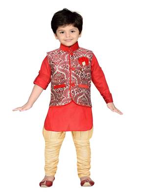 Kids Partywear Kurta Pyjama and Waistcoat Set 1