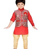 Kids Partywear Kurta Pyjama and Waistcoat Set