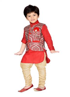 Kids Partywear Kurta Pyjama and Waistcoat Set 3