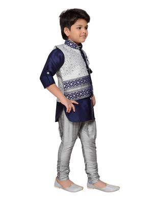 Kids Partywear Kurta Pyjama and Waistcoat Set 2