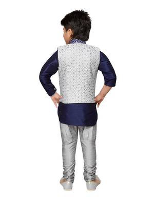 Kids Partywear Kurta Pyjama and Waistcoat Set 4