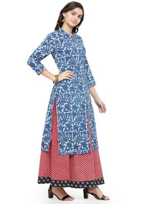   Indigo printed cotton kurti 2