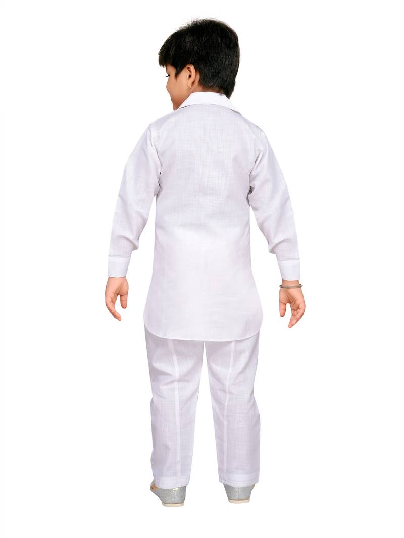Babyhug Full Sleeves Solid Pathani Kurta & Pyjama Set - Navy Blue