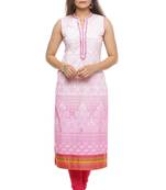 Geroo Jaipur Pink Hand Embroidered Sleeveless Cotton Kurta