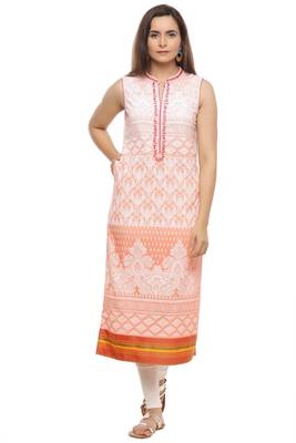   Peach embroidered cotton kurti 1