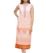 Geroo Jaipur Peach embroidered cotton kurti