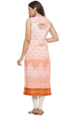   Peach embroidered cotton kurti 2