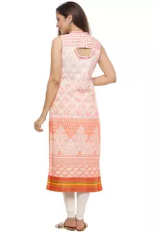   Peach embroidered cotton kurti
