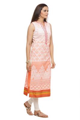   Peach embroidered cotton kurti 3