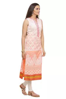  Peach embroidered cotton kurti