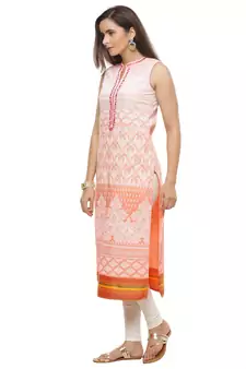   Peach embroidered cotton kurti