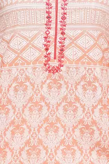   Peach embroidered cotton kurti