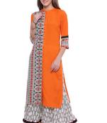 Geroo Jaipur Orange printed rayon kurti