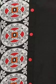   Black Printed Straight Rayon Kurta