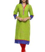 Geroo Jaipur Green Leheriya Straight Cotton Kurta