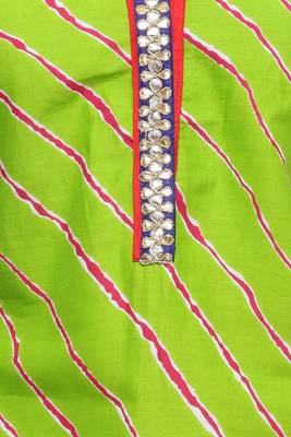   Green Leheriya Straight Cotton Kurta 4