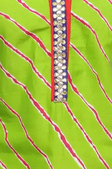   Green Leheriya Straight Cotton Kurta