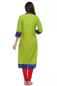   Green Leheriya Straight Cotton Kurta