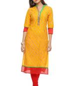 Geroo Jaipur Yellow printed cotton kurti