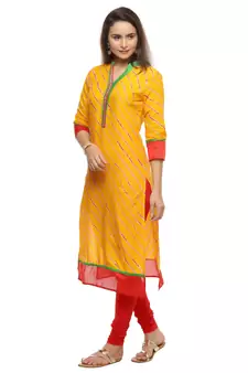   Yellow printed cotton kurti