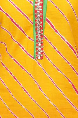   Yellow printed cotton kurti 4