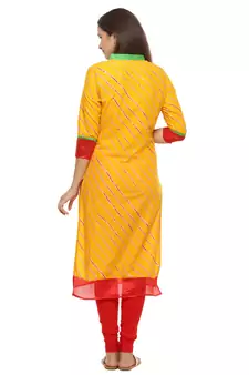   Yellow printed cotton kurti