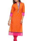 Geroo Jaipur Orange printed cotton kurti