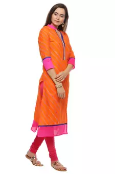   Orange printed cotton kurti