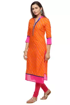   Orange printed cotton kurti