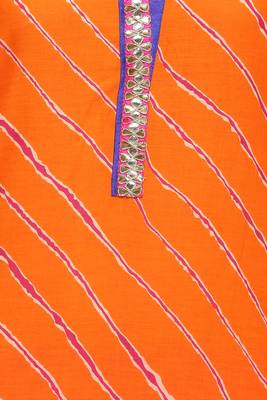   Orange printed cotton kurti 4
