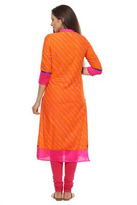  Orange printed cotton kurti 5