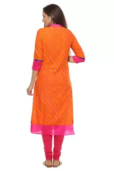   Orange printed cotton kurti