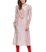 Geroo Jaipur Cream embroidered cotton kurti