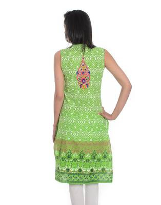   Green printed cotton kurti 3
