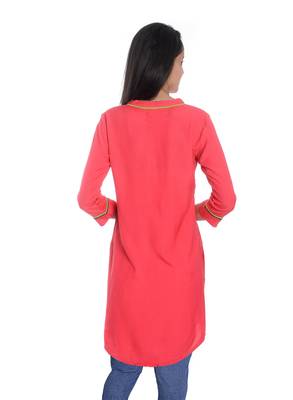   Orange embroidered cotton kurti 3