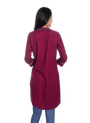   Brown embroidered cotton kurti 3