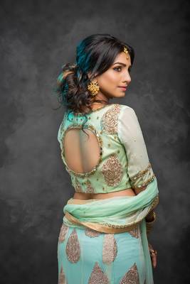 Light green embroidered net stitched lehenga with dupatta 3