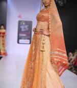 Light peach embroidered net stitched lehenga with dupatta