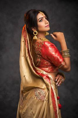 Gold embroidered art silk stitched lehenga with dupatta 2