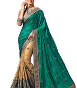 Green embroidered silk saree with blouse